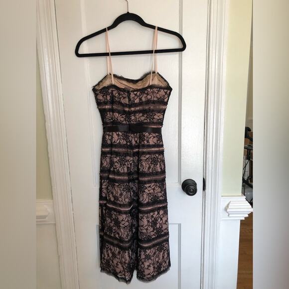 BCBGMaxAzria Black and Nude Lace Midi Dress - Picture 3 of 6